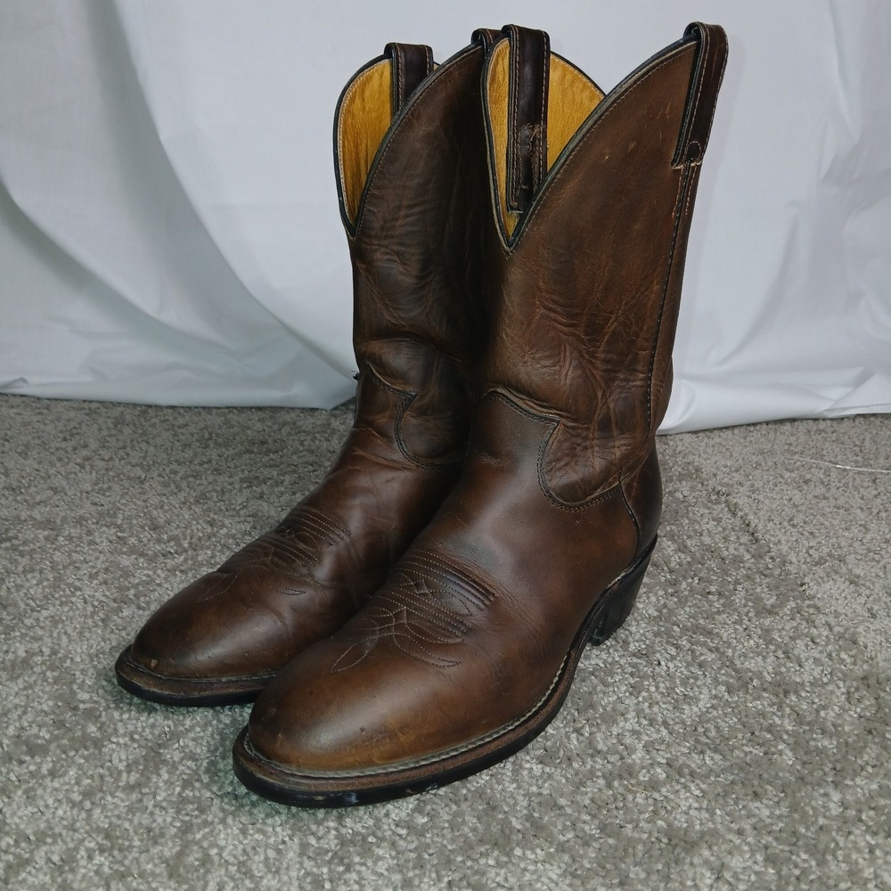 Justin Men's Cowboy Boots 3405 Size 8 1/2  Brown Western‎